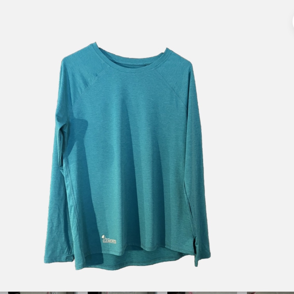 Mossy Oak Men's Long Sleeve Fishing Tech Shirt Turquoise Blue UPF 40+ Sz M